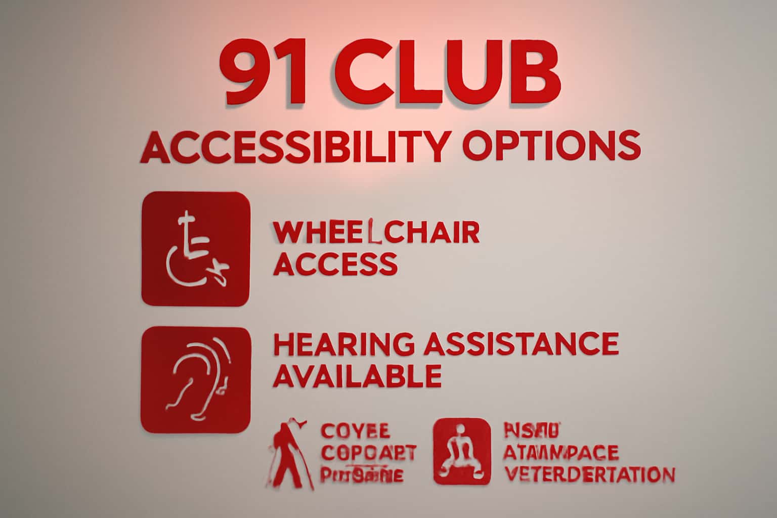 An informative graphic showcasing the 91 Club Accessibility Options