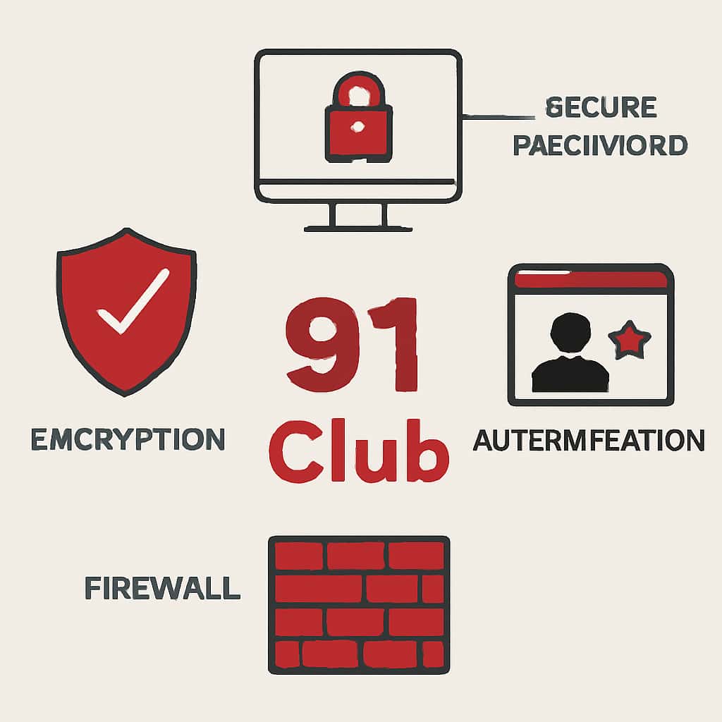 An educational illustration summarizing the security guidelines for 91 Club users.