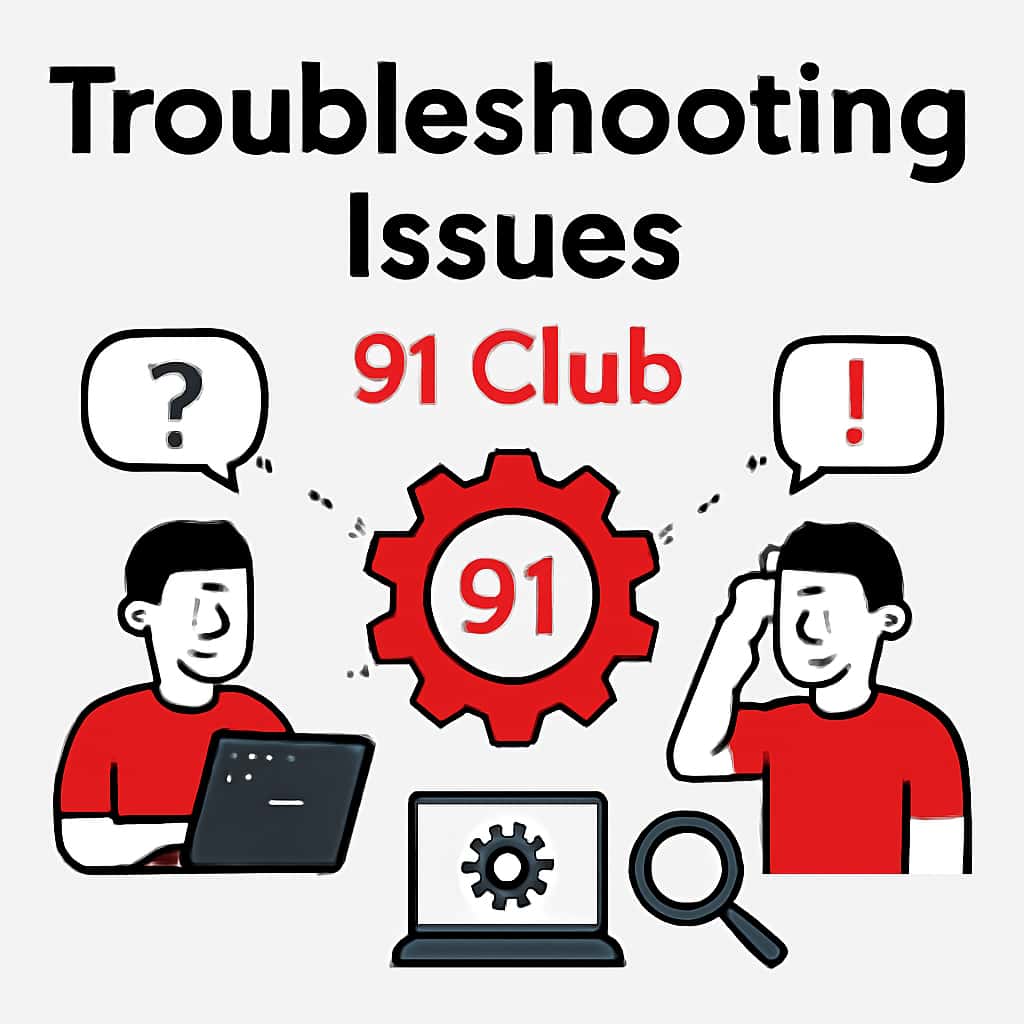 A diagram outlining the steps for troubleshooting issues with 91 Club.